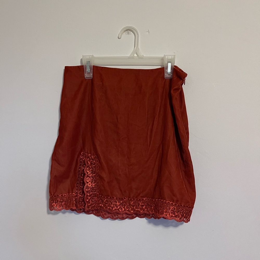 Urban Outfitters orange velvet mini skirt